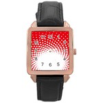 Polka Dot Circle Hole Red White Rose Gold Leather Watch  Front