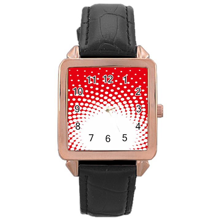 Polka Dot Circle Hole Red White Rose Gold Leather Watch 