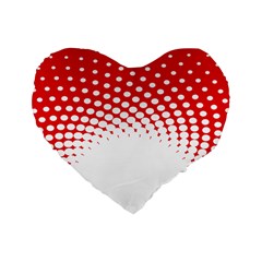 Polka Dot Circle Hole Red White Standard 16  Premium Flano Heart Shape Cushions by Mariart