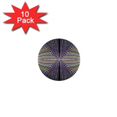 Color Fractal Symmetric Wave Lines 1  Mini Buttons (10 Pack)  by Simbadda