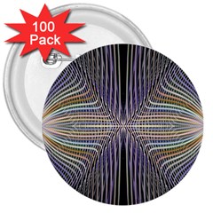 Color Fractal Symmetric Wave Lines 3  Buttons (100 Pack)  by Simbadda