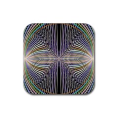 Color Fractal Symmetric Wave Lines Rubber Coaster (square)  by Simbadda