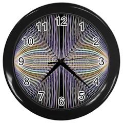 Color Fractal Symmetric Wave Lines Wall Clocks (black) by Simbadda