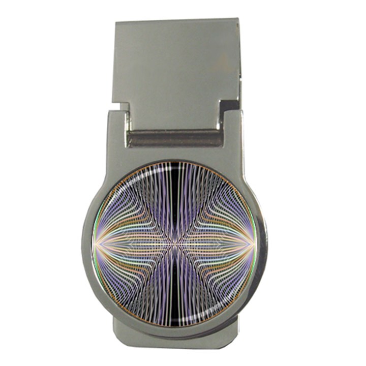 Color Fractal Symmetric Wave Lines Money Clips (Round) 