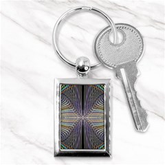 Color Fractal Symmetric Wave Lines Key Chains (rectangle)  by Simbadda