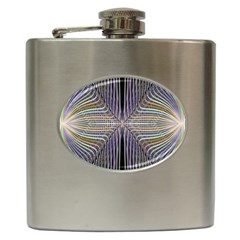 Color Fractal Symmetric Wave Lines Hip Flask (6 Oz) by Simbadda