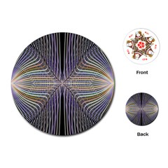 Color Fractal Symmetric Wave Lines Playing Cards (round)  by Simbadda