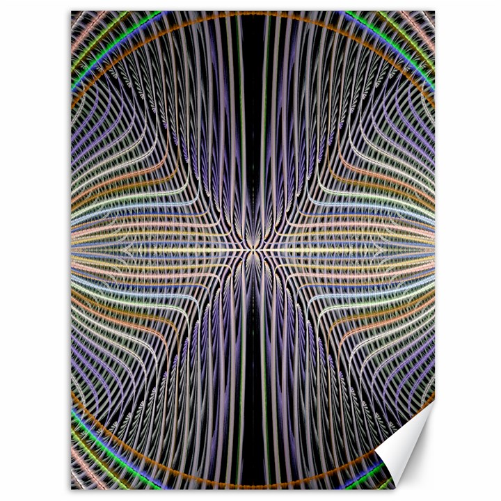 Color Fractal Symmetric Wave Lines Canvas 36  x 48  