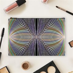 Color Fractal Symmetric Wave Lines Cosmetic Bag (large)  by Simbadda