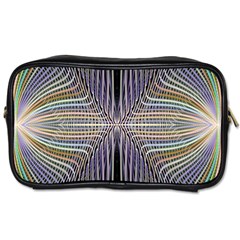 Color Fractal Symmetric Wave Lines Toiletries Bags by Simbadda