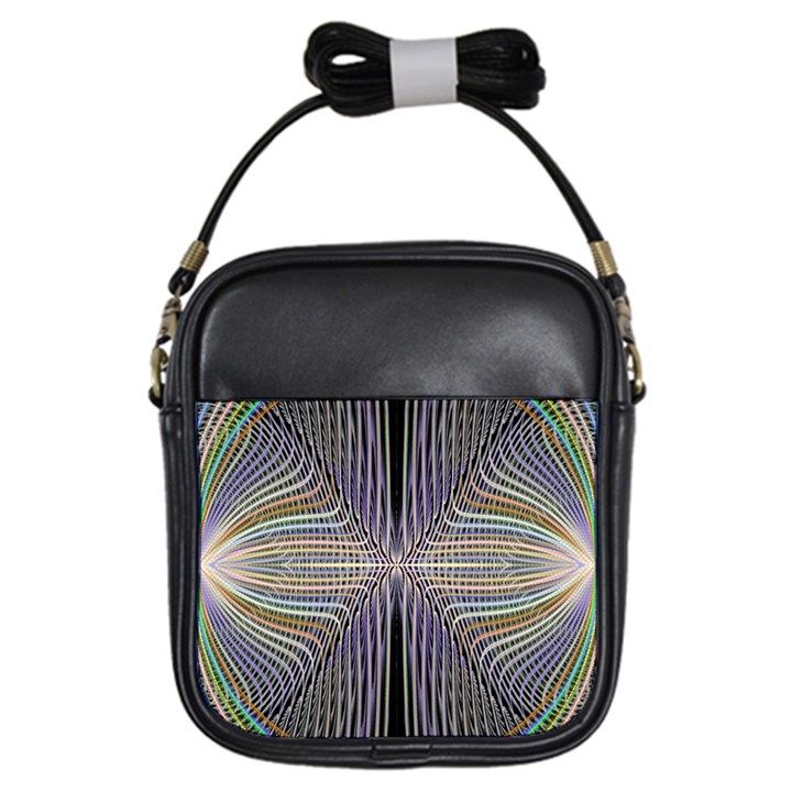 Color Fractal Symmetric Wave Lines Girls Sling Bags