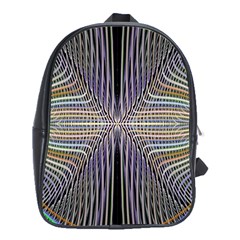 Color Fractal Symmetric Wave Lines School Bags (xl)  by Simbadda