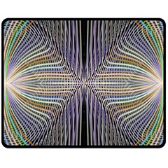 Color Fractal Symmetric Wave Lines Double Sided Fleece Blanket (medium) 