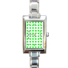 Polka Dot Green Rectangle Italian Charm Watch