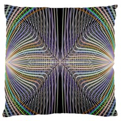 Color Fractal Symmetric Wave Lines Large Flano Cushion Case (one Side) by Simbadda