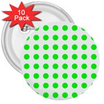 Polka Dot Green 3  Buttons (10 pack)  Front