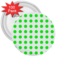 Polka Dot Green 3  Buttons (100 Pack) 