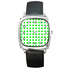 Polka Dot Green Square Metal Watch by Mariart