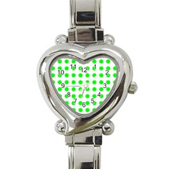 Polka Dot Green Heart Italian Charm Watch by Mariart