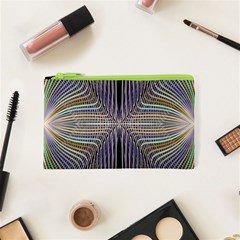 Color Fractal Symmetric Wave Lines Cosmetic Bag (xs) by Simbadda