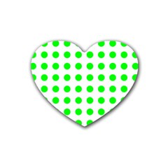 Polka Dot Green Heart Coaster (4 Pack)  by Mariart