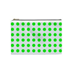 Polka Dot Green Cosmetic Bag (medium)  by Mariart