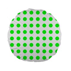 Polka Dot Green Standard 15  Premium Round Cushions by Mariart