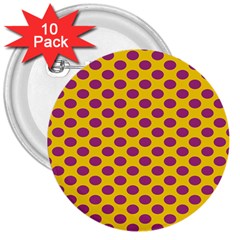 Polka Dot Purple Yellow Orange 3  Buttons (10 Pack)  by Mariart