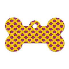 Polka Dot Purple Yellow Orange Dog Tag Bone (one Side) by Mariart