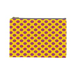 Polka Dot Purple Yellow Orange Cosmetic Bag (large)  by Mariart