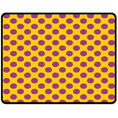 Polka Dot Purple Yellow Orange Fleece Blanket (medium)  by Mariart