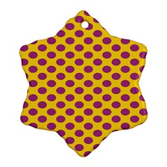 Polka Dot Purple Yellow Orange Snowflake Ornament (two Sides) by Mariart