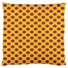 Polka Dot Purple Yellow Orange Large Flano Cushion Case (one Side) by Mariart