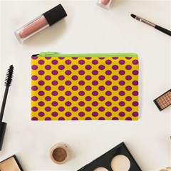 Polka Dot Purple Yellow Orange Cosmetic Bag (xs) by Mariart