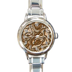 Fractal Background Mud Flow Round Italian Charm Watch by Simbadda