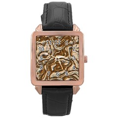 Fractal Background Mud Flow Rose Gold Leather Watch  by Simbadda