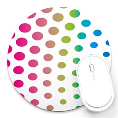 Polka Dot Pink Green Blue Round Mousepads by Mariart