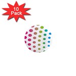 Polka Dot Pink Green Blue 1  Mini Magnet (10 pack)  Front