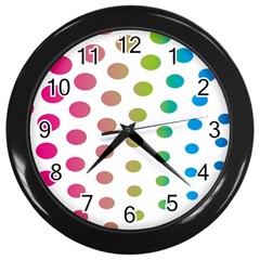 Polka Dot Pink Green Blue Wall Clocks (black) by Mariart