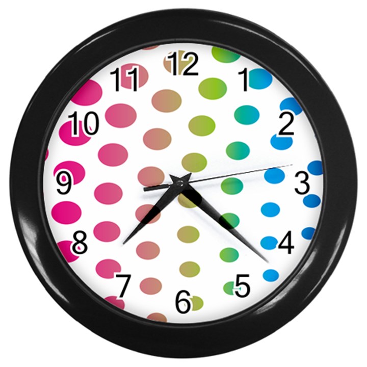 Polka Dot Pink Green Blue Wall Clocks (Black)