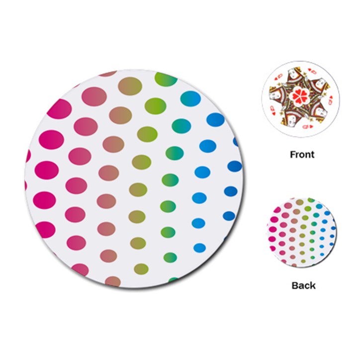 Polka Dot Pink Green Blue Playing Cards (Round) 