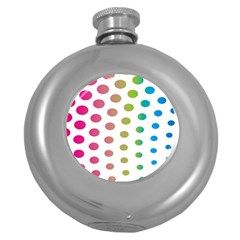 Polka Dot Pink Green Blue Round Hip Flask (5 Oz) by Mariart