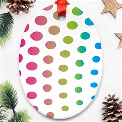 Polka Dot Pink Green Blue Oval Ornament (two Sides) by Mariart