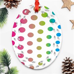 Polka Dot Pink Green Blue Ornament (oval Filigree) by Mariart