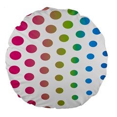 Polka Dot Pink Green Blue Large 18  Premium Round Cushions by Mariart