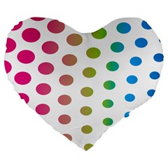 Polka Dot Pink Green Blue Large 19  Premium Heart Shape Cushions