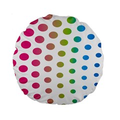 Polka Dot Pink Green Blue Standard 15  Premium Flano Round Cushions by Mariart