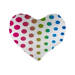 Polka Dot Pink Green Blue Standard 16  Premium Flano Heart Shape Cushions by Mariart