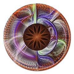 Background Image With Hidden Fractal Flower Magnet 5  (round) by Simbadda