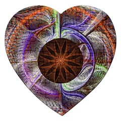 Background Image With Hidden Fractal Flower Jigsaw Puzzle (heart) by Simbadda